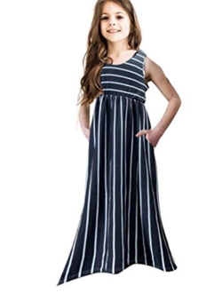 Miss Bei Girls Long Sleeve Floral Pleated Swing Casual Maxi Dress Pocket 4-16Y Casual Midi Dress