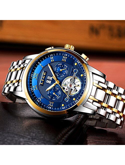 LIGE Watches Mens Luxury Automatic Mechanical Watch Men Waterproof Full Steel Business Dress Wrist Watch