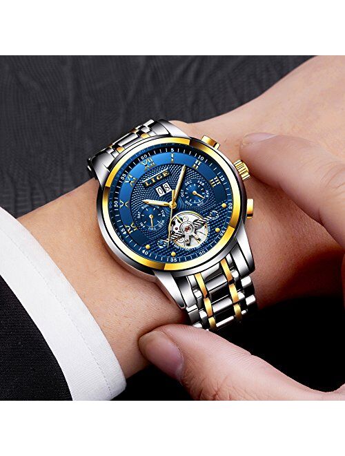 LIGE Watches Mens Luxury Automatic Mechanical Watch Men Waterproof Full Steel Business Dress Wrist Watch