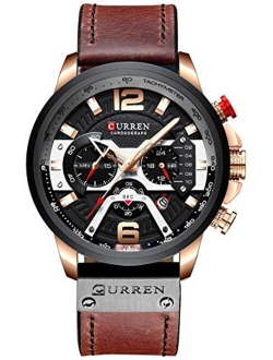 Mens Luxury Watches Business Chronograph Dress Waterproof Leather Strap Analog Quartz Wrist Watch