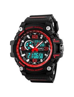 Men's Digital Sports Watch, Military Waterproof Watches LED Screen Large Face Stopwatch Alarm Wristwatch