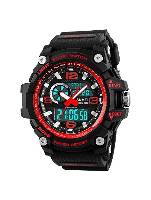 SKMEI Men's Digital Sports Watch, Military Waterproof Watches LED Screen Large Face Stopwatch Alarm Wristwatch