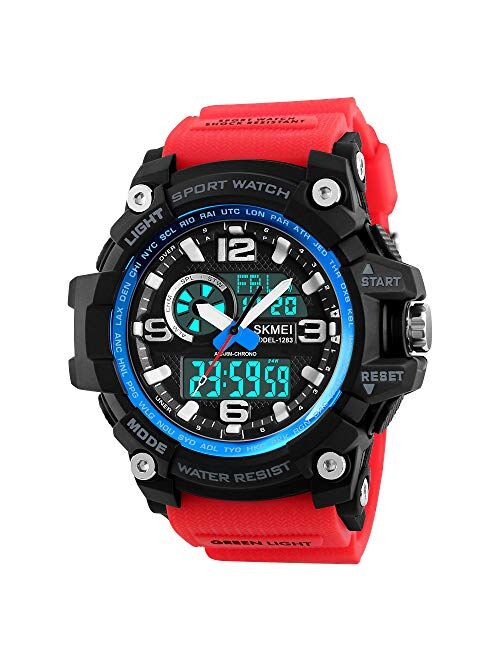 SKMEI Men's Digital Sports Watch, Military Waterproof Watches LED Screen Large Face Stopwatch Alarm Wristwatch