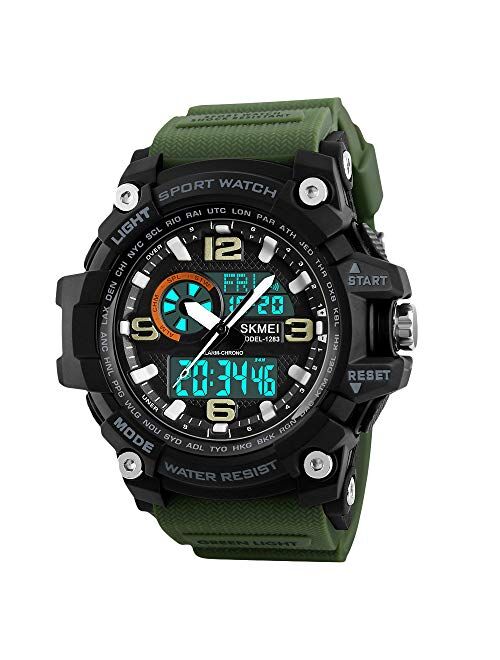 SKMEI Men's Digital Sports Watch, Military Waterproof Watches LED Screen Large Face Stopwatch Alarm Wristwatch