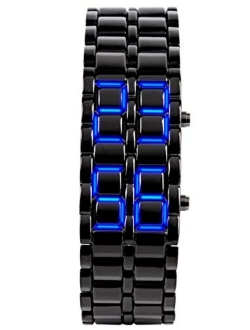 Reginald Fashion Mens Binary Sports Watch Digital LED Matrix Waterproof Outdoor Square Blue Backlit Watches