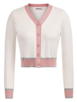 Women's Open Front Knit Cropped Bolero Shrug Cardigan Sweater Long Sleeve (S-4XL)