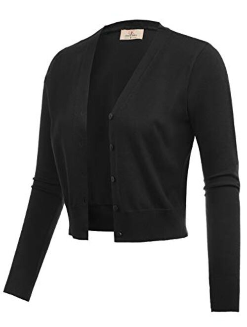 GRACE KARIN Women's Open Front Knit Cropped Bolero Shrug Cardigan Sweater Long Sleeve (S-4XL)