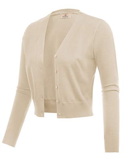 GRACE KARIN Women's Open Front Knit Cropped Bolero Shrug Cardigan Sweater Long Sleeve (S-4XL)