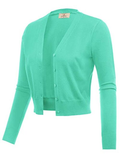 GRACE KARIN Women's Open Front Knit Cropped Bolero Shrug Cardigan Sweater Long Sleeve (S-4XL)