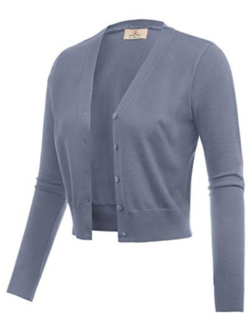 GRACE KARIN Women's Open Front Knit Cropped Bolero Shrug Cardigan Sweater Long Sleeve (S-4XL)