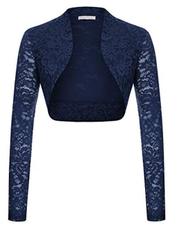 Women's Long Sleeve Floral Lace Shrug Bolero Cardigan JS49