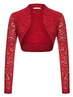 Women's Long Sleeve Floral Lace Shrug Bolero Cardigan JS49