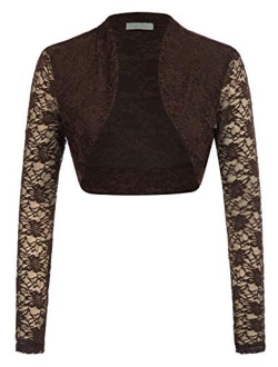 Women's Long Sleeve Floral Lace Shrug Bolero Cardigan JS49