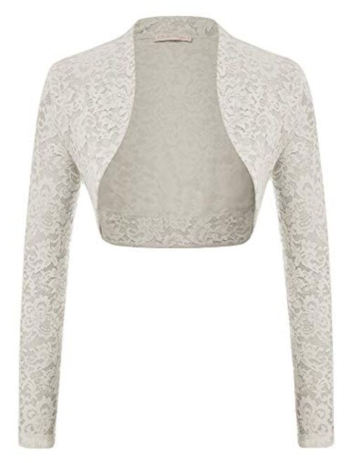 Belle Poque Women's Long Sleeve Floral Lace Shrug Bolero Cardigan JS49