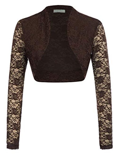 Belle Poque Women's Long Sleeve Floral Lace Shrug Bolero Cardigan JS49