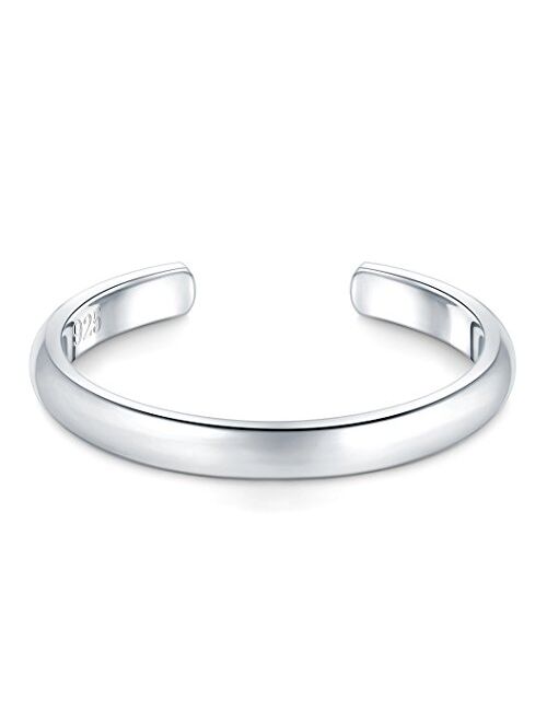 925 Sterling Silver Toe Ring, BoRuo Hypoallergenic Adjustable Band Ring 2-4mm, Benefiting The American Red Cross