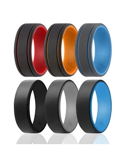 ROQ Silicone Wedding Ring for Men -3 Packs/4 Packs & Singles - Duo Collection Silicone Rubber Wedding Bands - Classic Styles