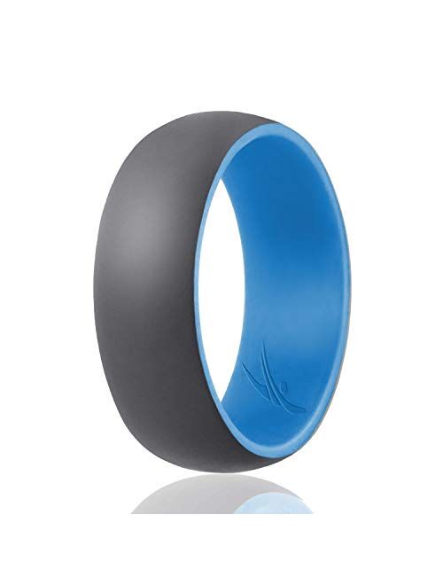 ROQ Silicone Wedding Ring for Men -3 Packs/4 Packs & Singles - Duo Collection Silicone Rubber Wedding Bands - Classic Styles