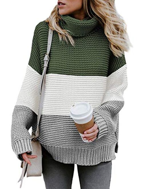 Glanzition Women's Turtle Neck Oversized Chunky Knit Jumper Pullover Sweaters