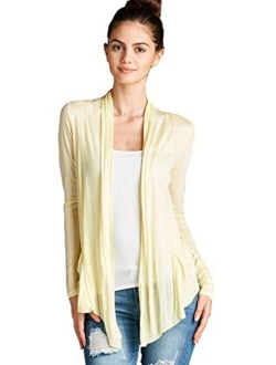 Hollywood Star Fashion Light Weight Flyaway Cardigan Shawl Collar Shrug with Drape Pockets Cardi Plus Size