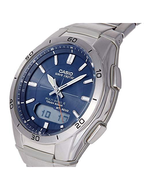 Casio WVA-M640D-2AER Mens Radio Controlled Steel Bracelet Combi Watch, Silver, 44mm