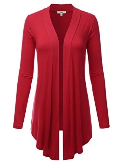 LALABEE Women's Draped Open-Front Long Sleeve Light Weight Cardigan (S~3XL)