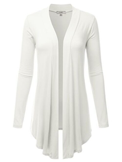 LALABEE Women's Draped Open-Front Long Sleeve Light Weight Cardigan (S~3XL)