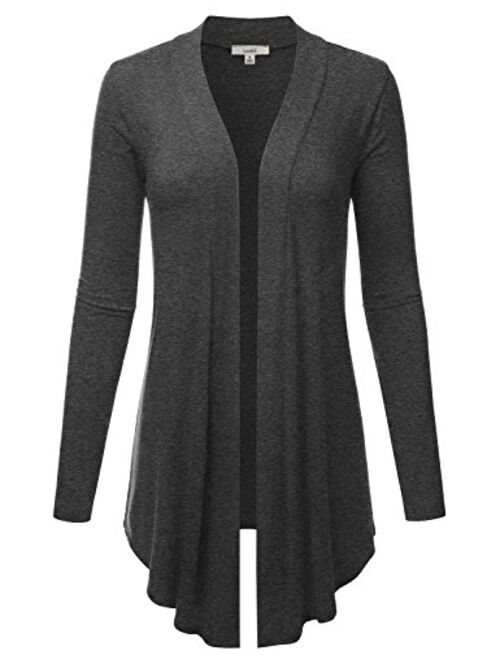 LALABEE Women's Draped Open-Front Long Sleeve Light Weight Cardigan (S~3XL)