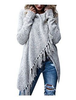 FZ FANTASTIC ZONE Women's Long Sleeve Speckled Fringe Open Front Cardigan Sweaters for Women