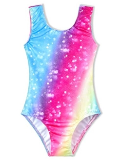TENVDA Girls Leotards for Gymnastics Outfits Sparkle Kids One-Piece Colorful Dancewear Size 2-12 Years Old