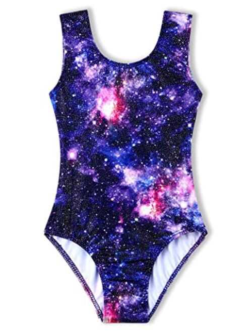 TENVDA Girls Leotards for Gymnastics Outfits Sparkle Kids One-Piece Colorful Dancewear Size 2-12 Years Old