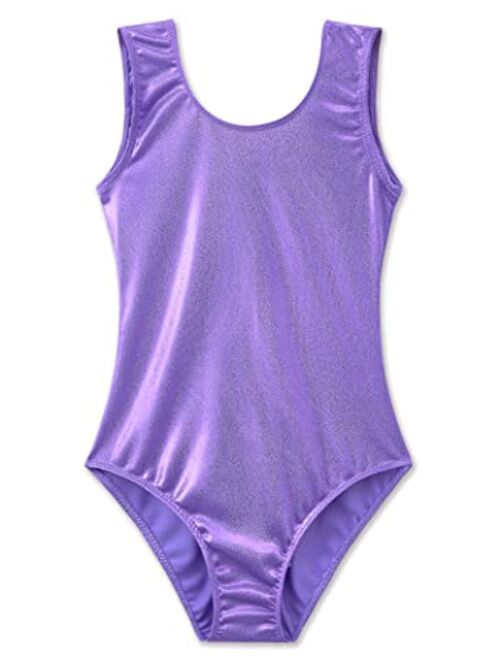 TENVDA Girls Leotards for Gymnastics Outfits Sparkle Kids One-Piece Colorful Dancewear Size 2-12 Years Old