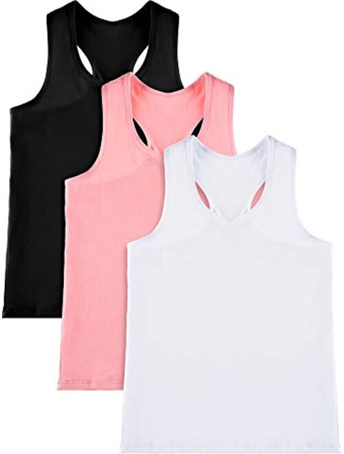 3 Pieces Girl Dance Tank Top Sleeveless Racerback Crop Top for Ballet Gymnastics Dancewear