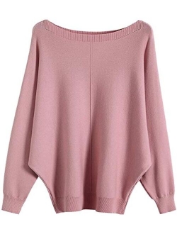 MAKARTHY Women's Batwing Sleeves Knitted Dolman Sweaters Pullovers Tops