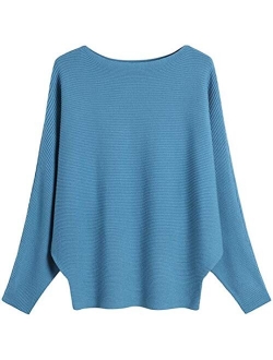 MAKARTHY Women's Batwing Sleeves Knitted Dolman Sweaters Pullovers Tops