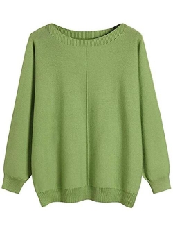 MAKARTHY Women's Batwing Sleeves Knitted Dolman Sweaters Pullovers Tops