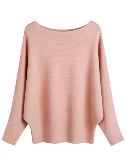 MAKARTHY Women's Batwing Sleeves Knitted Dolman Sweaters Pullovers Tops