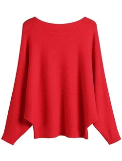 MAKARTHY Women's Batwing Sleeves Knitted Dolman Sweaters Pullovers Tops