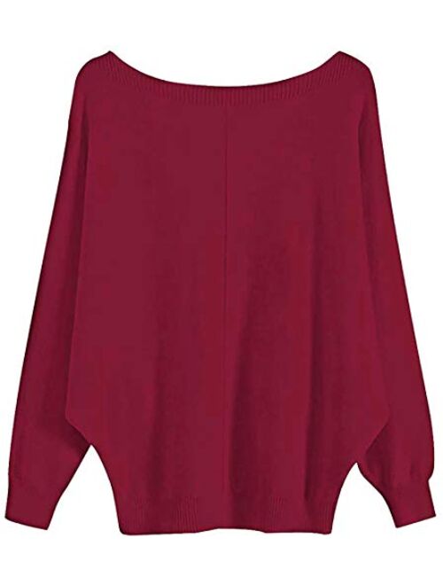 MAKARTHY Women's Batwing Sleeves Knitted Dolman Sweaters Pullovers Tops