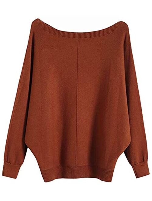 MAKARTHY Women's Batwing Sleeves Knitted Dolman Sweaters Pullovers Tops