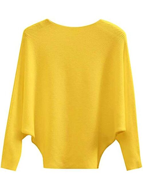 MAKARTHY Women's Batwing Sleeves Knitted Dolman Sweaters Pullovers Tops