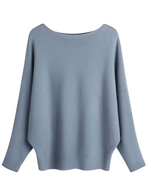 MAKARTHY Women's Batwing Sleeves Knitted Dolman Sweaters Pullovers Tops