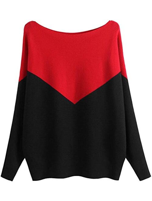 MAKARTHY Women's Batwing Sleeves Knitted Dolman Sweaters Pullovers Tops