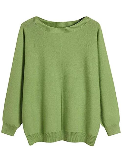 MAKARTHY Women's Batwing Sleeves Knitted Dolman Sweaters Pullovers Tops