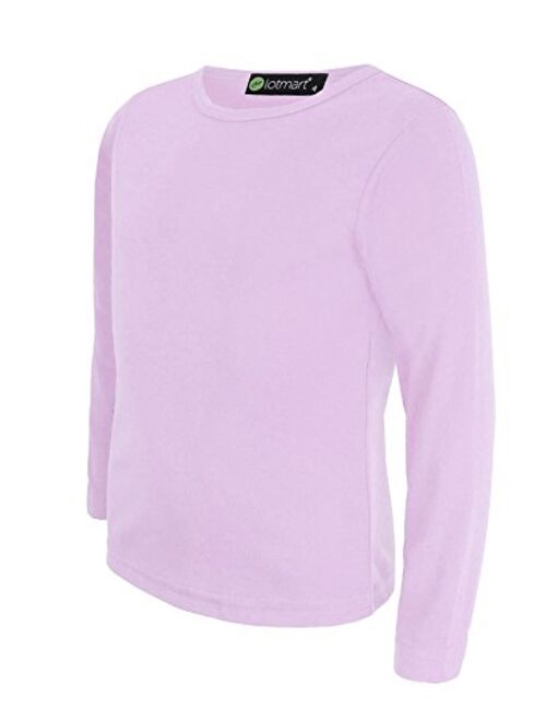 LOTMART Kids Plain Basic Top Long Sleeve Girls Boys T-Shirt Tops Crew Uniform Tee