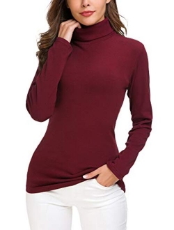 Womens Turtleneck Sweater Cable Knitted Solid Pullover Top