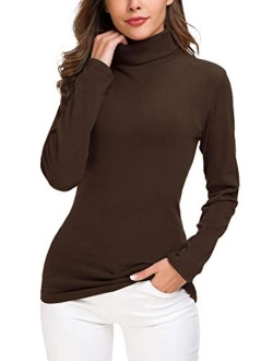 Womens Turtleneck Sweater Cable Knitted Solid Pullover Top