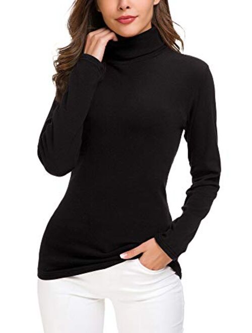 Womens Turtleneck Sweater Cable Knitted Solid Pullover Top