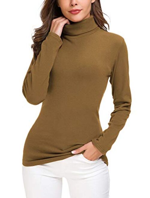 Womens Turtleneck Sweater Cable Knitted Solid Pullover Top