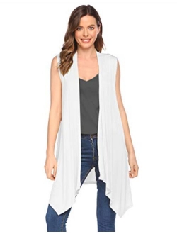 Beyove Long Cardigan Women Sleeveless Draped Open Front Lightweight Cardigan Asymmetric Hem S-XXL